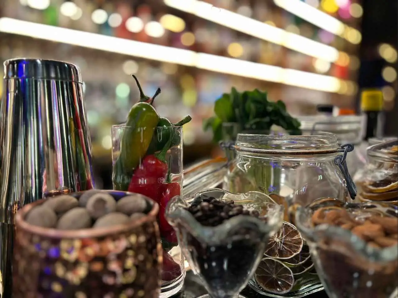 Fresh ingredients on the bar at 7Bar Cocktails in Southsea